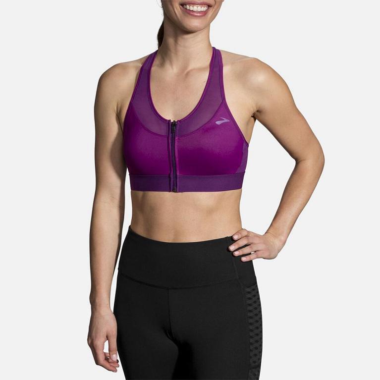 Brooks Womens Fastforward Zip Running Bra - Purple (657809-YLD)